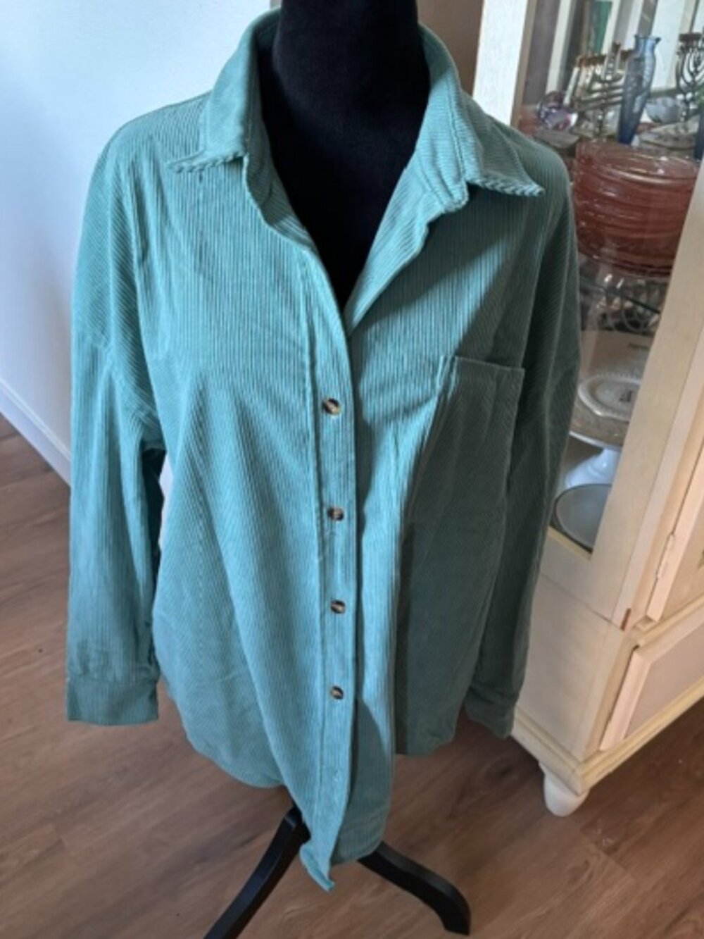 Dokotoo Green Corduroy Relaxed Oversized Shacket NWT L